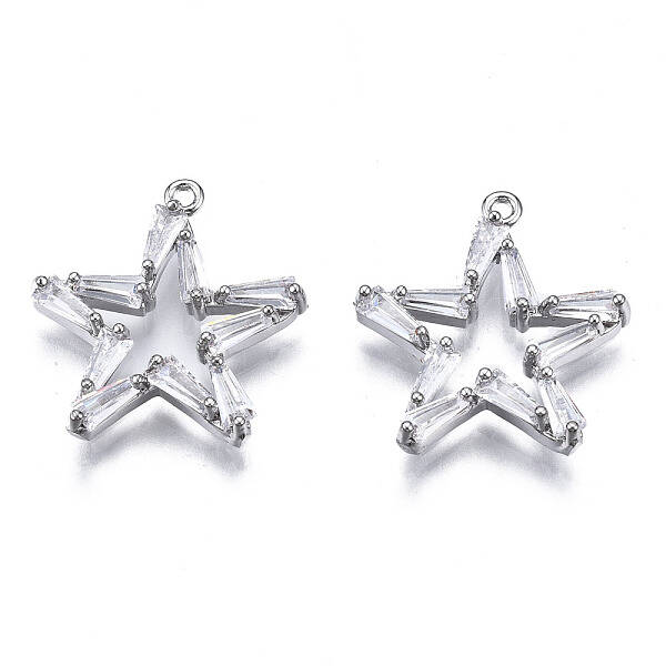 Brass Inlaid Clear Cubic Zirconia Pendants