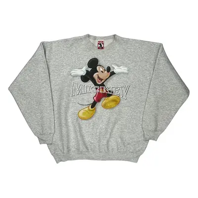 Disney Mickey Inc Cartoon Sweatshirt - 2XL Grey Cotton Blend