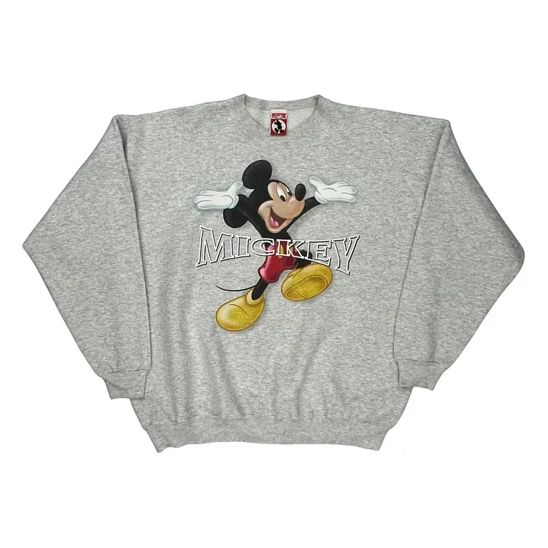 Disney Mickey Inc Cartoon Sweatshirt - 2XL Grey Cotton Blend