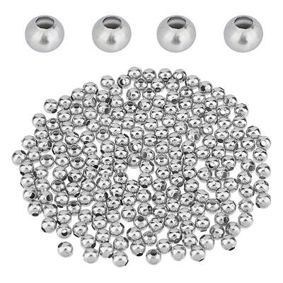 DICOSMETIC 300Pcs 6mm Round Metal Beads Stainless Steel Small Round Loose Beads Ball Spacer Beads for DIY Jewelry Making