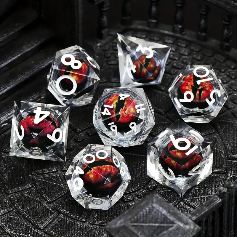 Dice Set, 7 Counts/set Clear Resin Polyhedral & RPG Dice, Game Dice for D&D and Fantasy Games, Perfect Gift for D&D Enthusias...