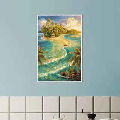 Island Paradise Beach Scene Art Print