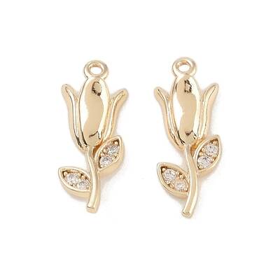 Brass Micro Pave Clear Cubic Zirconia Pendants