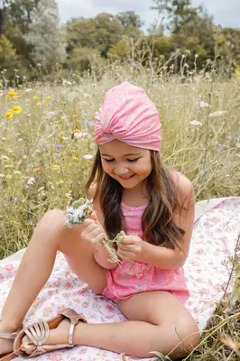 Girl's Turban - Pink Mallow Romance | Size: 5-6 years