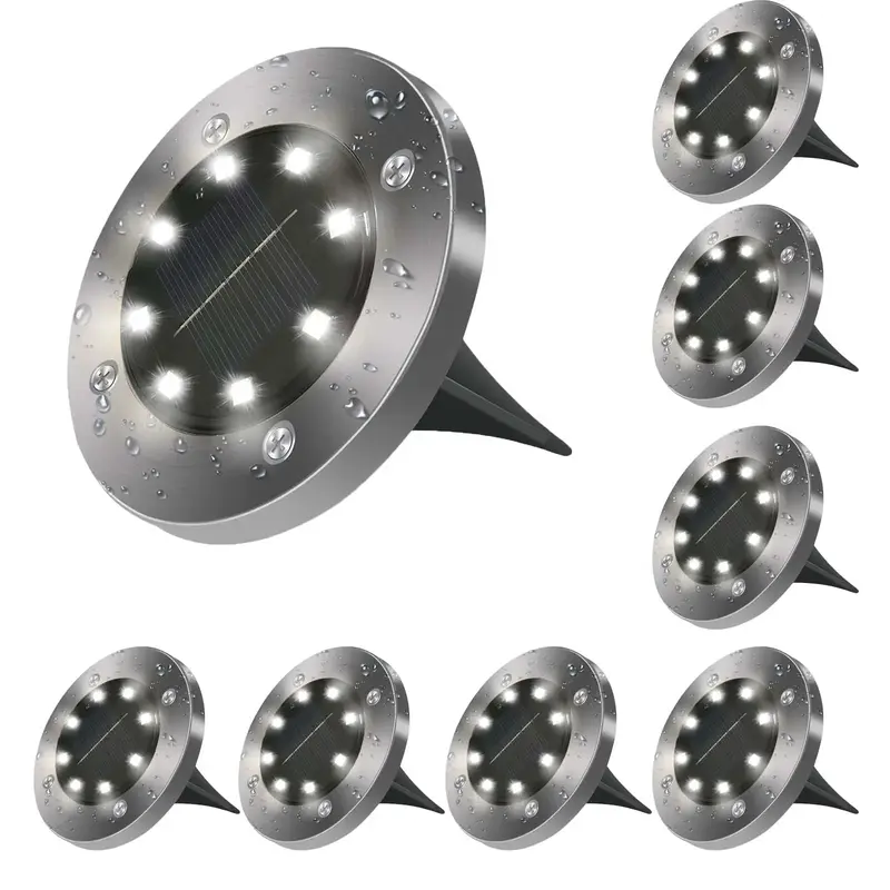 Solar Lights Outdoor 8 Pack, Solar Ground Light,  Solar Lights Outdoor Waterproof, Solar Garden Lights Bright In-Ground Light...