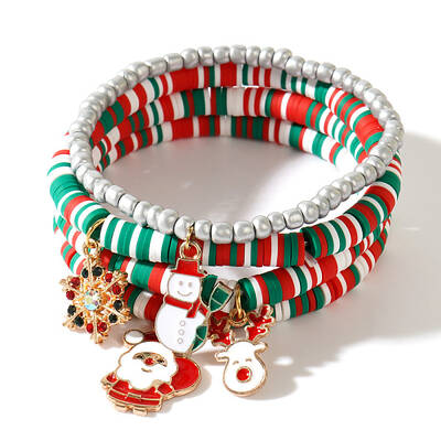 4Pcs Christmas Santa Snowman Gloves Charm Bracelets