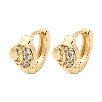 Brass Micro Pave Cubic Zirconia Hoop Earrings for Women