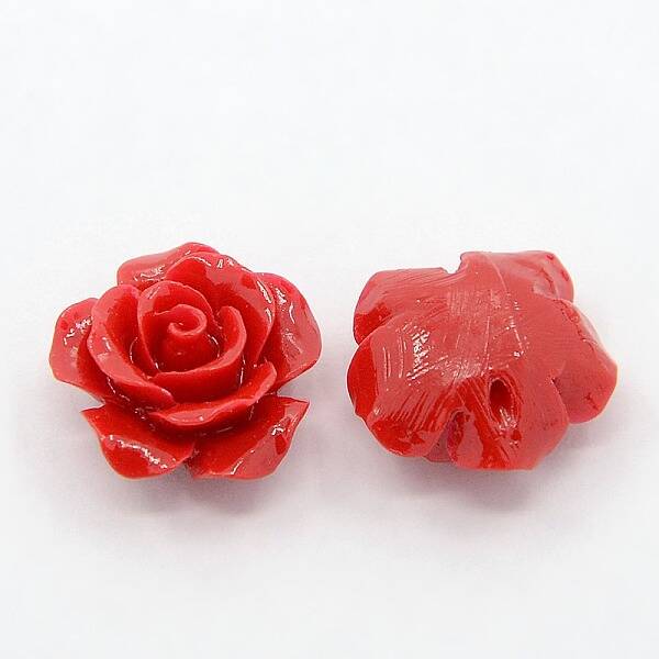 Synthetic Coral 3D Flower Rose Beads