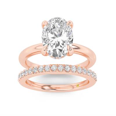 Fez Lab Grown Oval Shaped Diamond Engagement Ring with the Orion Wedding Band | 18K Rose Gold 1 1/3 ct. tw.
