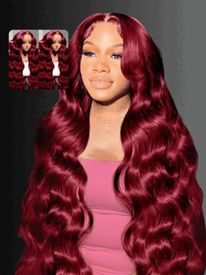 13x4 Pre-Everything Lace Frontal Burgundy Loose Wave 150% Density
