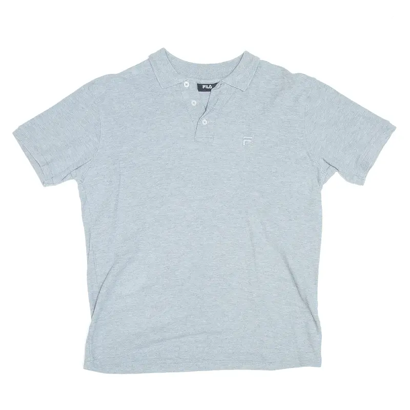 FILA Embroidered Grey Short Sleeve Polo Shirt Mens M