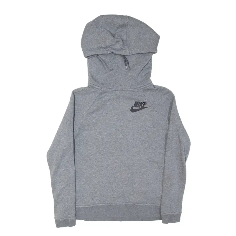 NIKE High Neck Hoodie Grey Pullover Mens XS