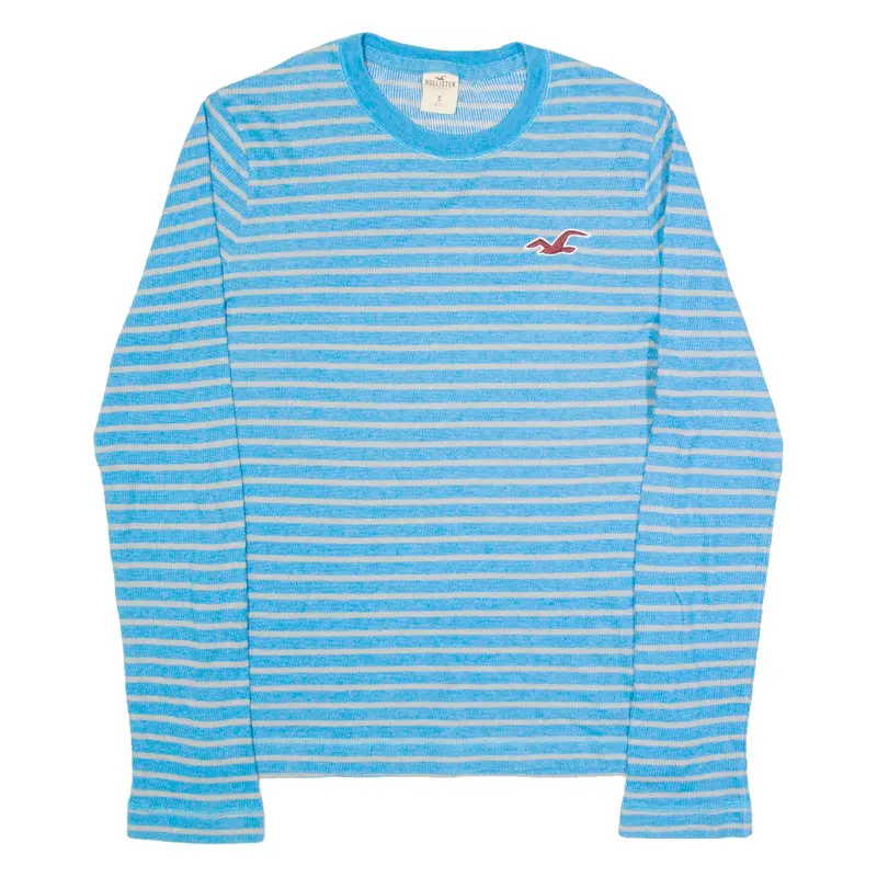 HOLLISTER Striped Mens T-Shirt Blue Long Sleeve S