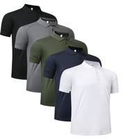 Polo Shirts Men 3/5/6 Pcs Basketball Moisture-Wicking Short Sleeves, Elastic Classic Soft Sauna Shirts, Gym Shirts Workout Cl...