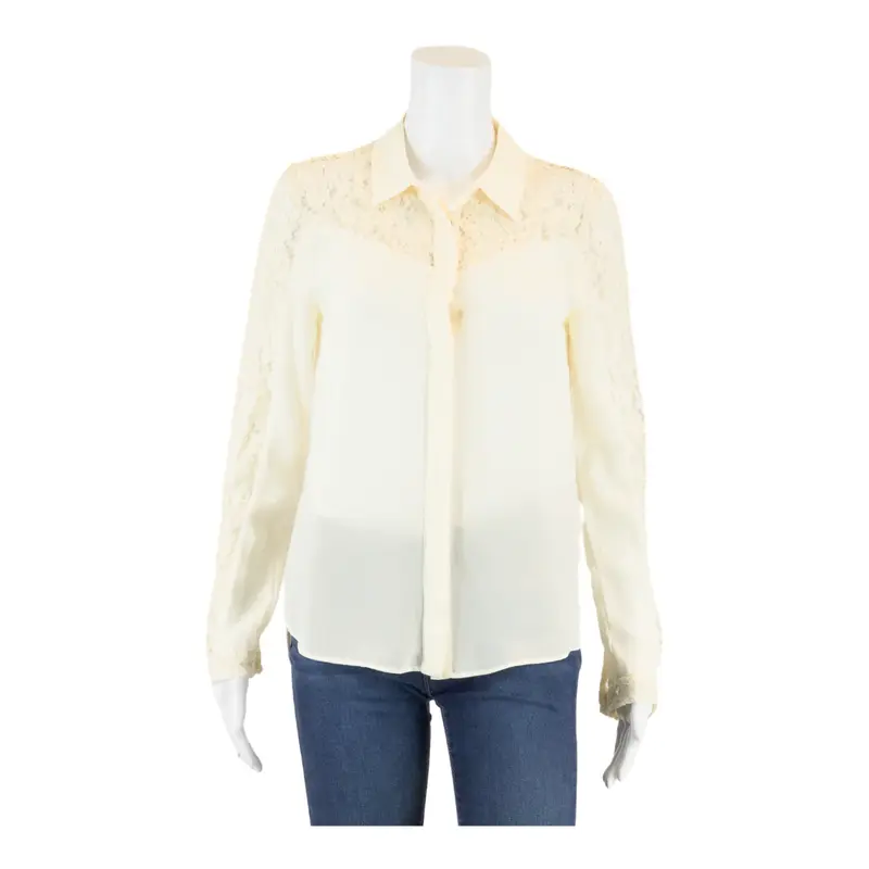ZARA BASIC Lace Yellow Basic Blouse S