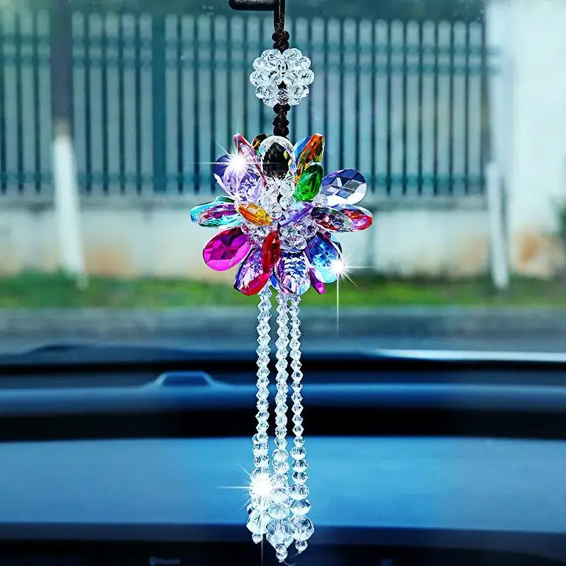 Flower Design Car Ornament, Car Rearview Mirror Hanging Decoration, Car Interior Accessories