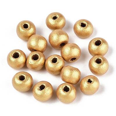 Spray Painted Round Natural Schima Wood Beads