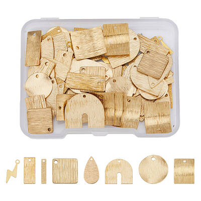 80Pcs 8 Style Brass Pendants