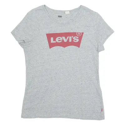 LEVI'S Womens T-Shirt Grey Crew Neck M
