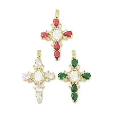 Real 18K Gold Plated Brass Micro Pave Cubic Zirconia Pendants