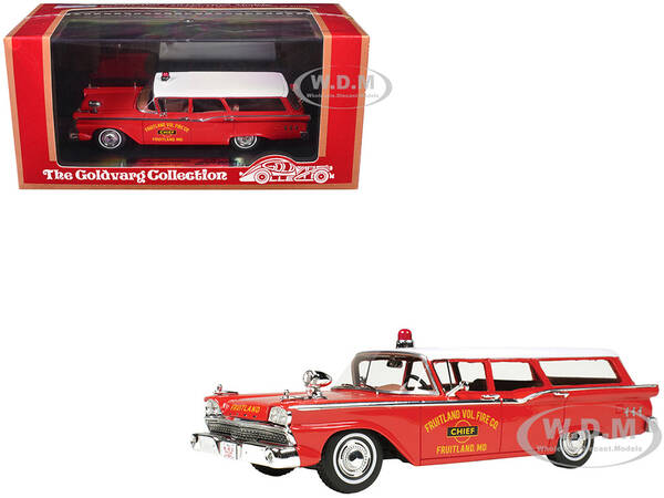 1959 Ford Country Squire Fruitland, MD Fire Chief Red with White Top Limited Edition to 200 pieces Worldwide 1/43 Model Car...