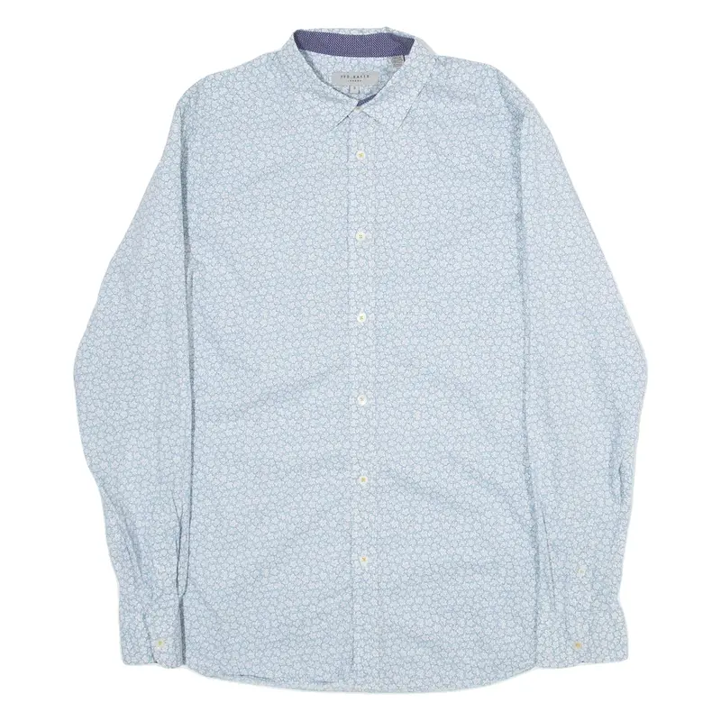 TED BAKER Mens Shirt Blue Floral Long Sleeve S