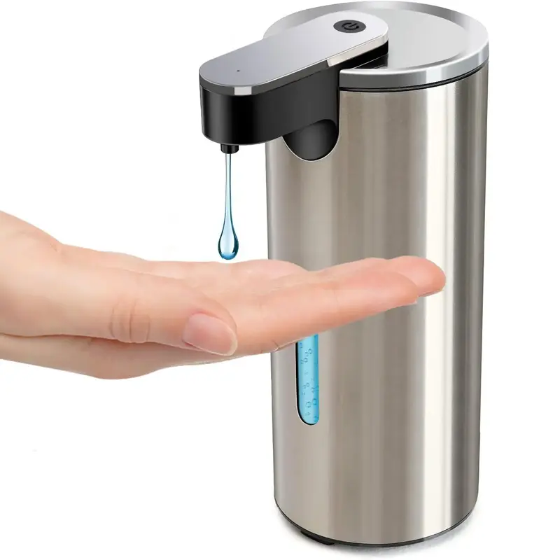 Stainless Automatic Soap Dispenser, 1 Count Battery Operated Electric Sensor Hand Free Liquid Soap Dispenser with 3 Adjustabl...
