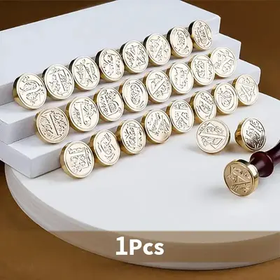 Letter Shaped Seal Stamp, 1 Count Round Wax Seal Stamp For Wedding Invitation, Envelope, Gift Wrapping, Christmas Gift