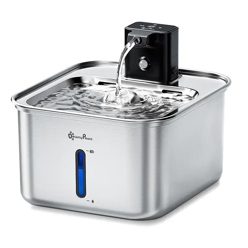 DownyPaws Cat Water Fountain Stainless Steel Wireless, 101 oz/3L FurSink Battery Operated Cat Water Dispenser for Pets Indoor...