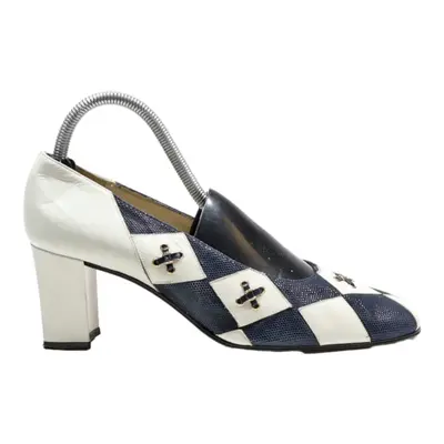 AR1 Block Heels White Synthetic Womens UK 5.5