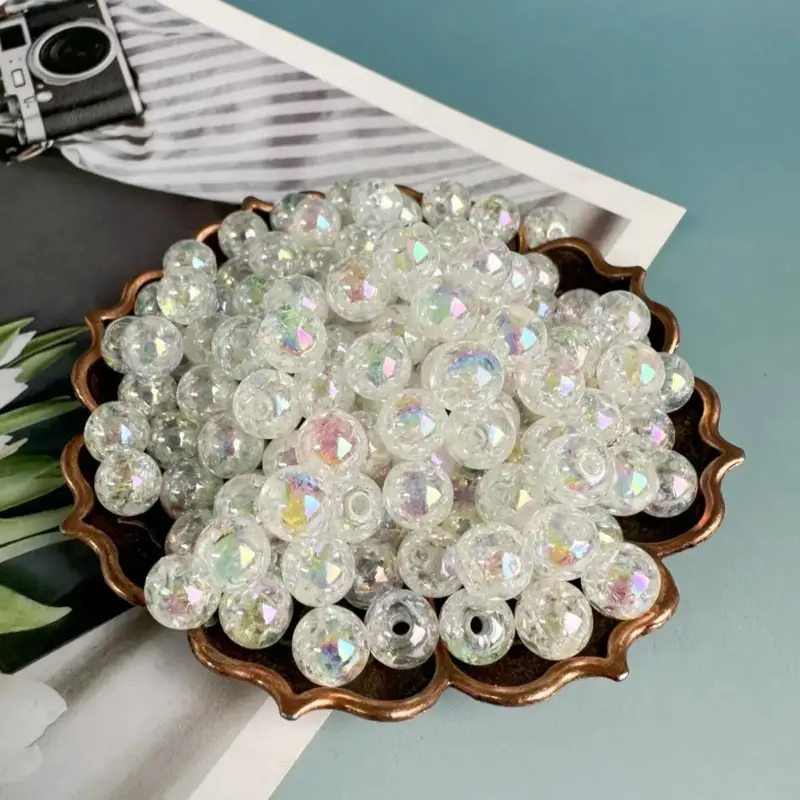 8mm/10mm Glitter Bead (100pcs/set), DIY Bead for Necklace & Bracelet & Phone Bag Pendant, Jewelry Making Supplies for Women &...