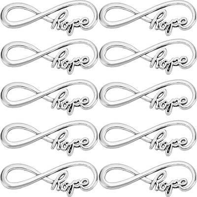50Pcs Tibetan Style Alloy Infinity with Word Hope Connector Charms