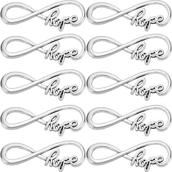 50Pcs Tibetan Style Alloy Infinity with Word Hope Connector Charms