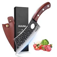 Huusk Viking Knives – Hand Forged Full Tang Meat Cleaver & Boning Knife for Cooking, BBQ, Camping – Premium Steel Blade, ...