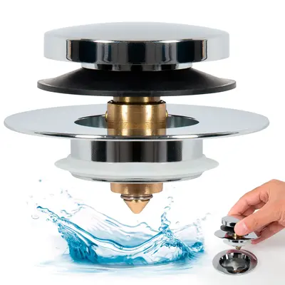 EVORING Universal Tip Toe Bathtub Drain Plug & Stopper - Easy Installation, Replaces Bare Drains, Tip-Toe, Lift & Turn, Desig...