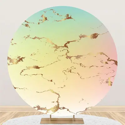 Aperturee Round Gold Petit Prince Happy Birthday Backdrop | Birthday Round Backdrop Cover | Round Backdrop Fabric Cover | Rou...