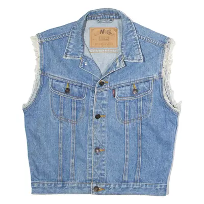 ROCKY Boys Denim Waistcoat Blue 90s L