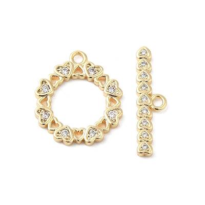Brass Pave Clear Cubic Zirconia Toggle Clasps