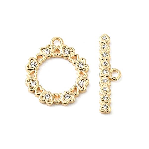 Brass Pave Clear Cubic Zirconia Toggle Clasps