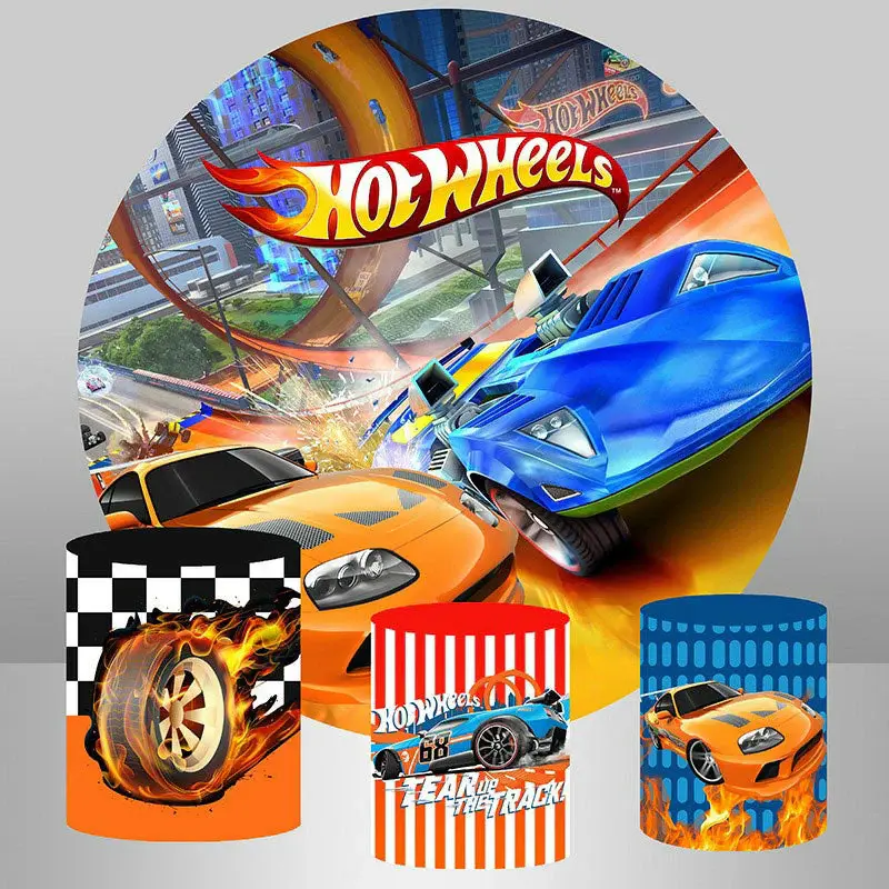 Aperturee Sports Car Round Backdrop Kit For Birthday Party | Birthday Backdrop Ideas | Round Backdrop Fabric Cover | Round Bi...