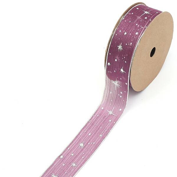20 Yards Silver Stamping Star Organza Ribbons