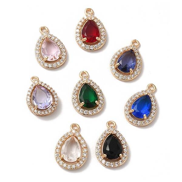 Brass Micro Pave Clear Cubic Zirconia Pendants