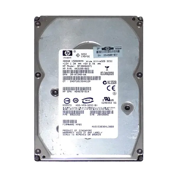 3R-A7348-AA HP 300GB Ultra-320 SCSI 15000 3.5-inch 16MB Hard Drive