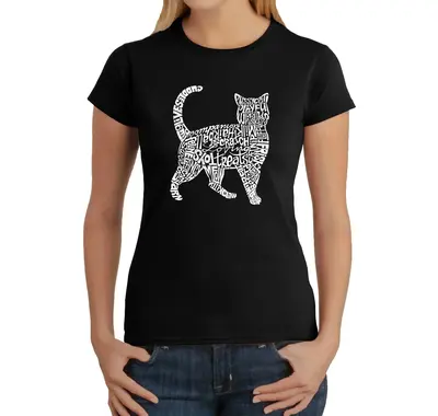Cat - Women's Word Art T-Shirt - Navy - Medium