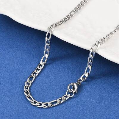 Tarnish Resistant Men's Casual Style 304 Stainless Steel Figaro Chain Necklaces