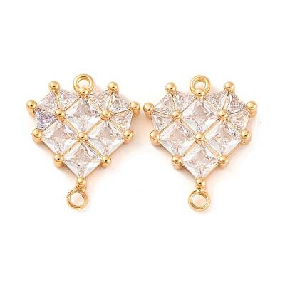 Brass Pave Clear Cubic Zirconia Connector Charms
