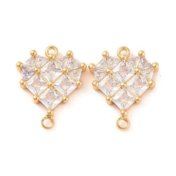 Brass Pave Clear Cubic Zirconia Connector Charms