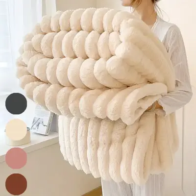 Solid Color Thickened Flannel Blanket, 1pc Soft Comfortable Throw Blanket, Fleece Cozy Blanket, Warm Bedding for Home Office ...