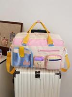 Colorblock Travel Bag, Large Capacity Travel Storage Bag, Zipper Travel Bag for Women & Men, Casual Trendy Versatile High-qua...