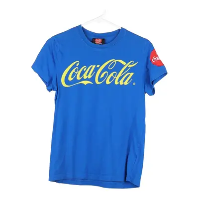 Coca-Cola Spellout T-Shirt - Small Blue Cotton